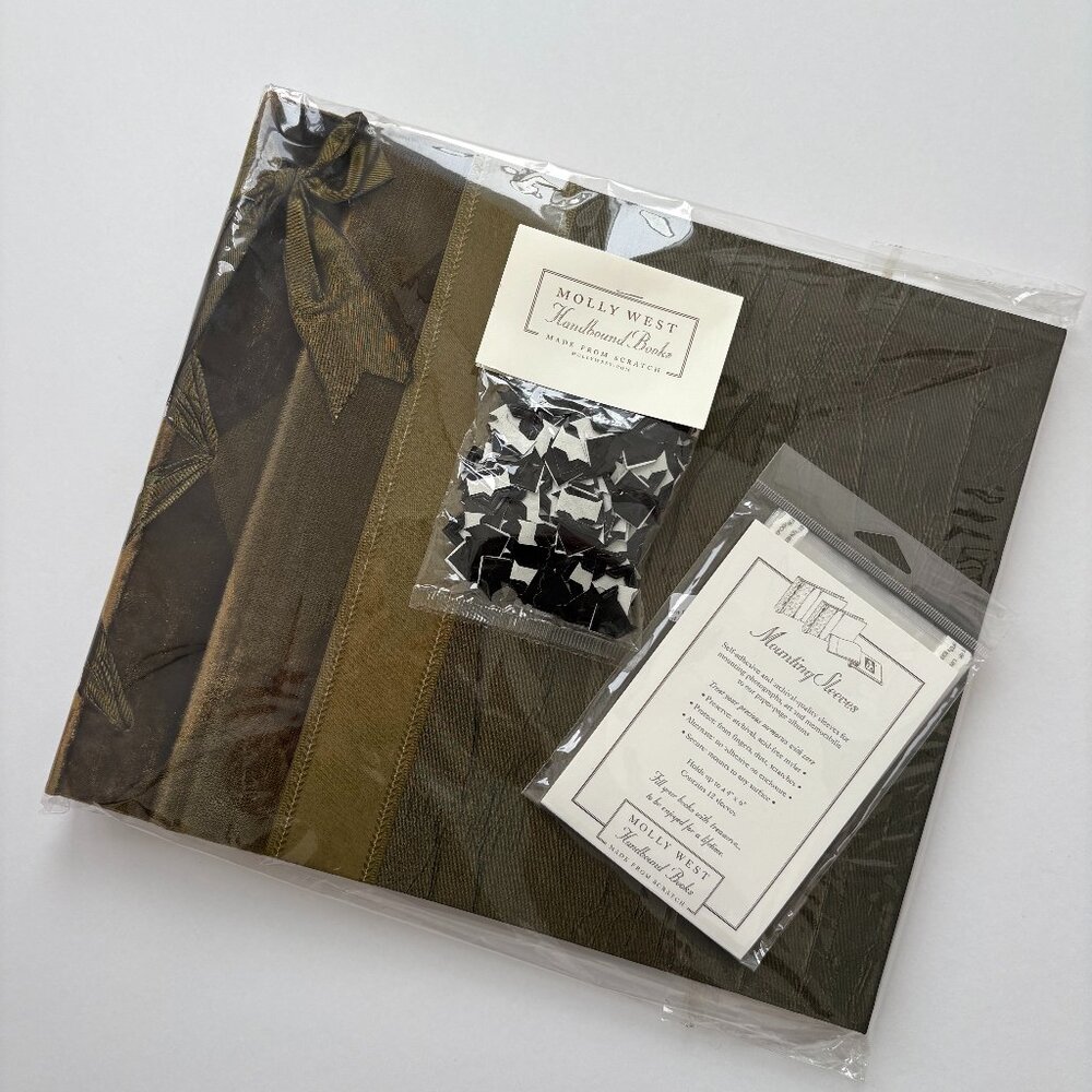 MOLLY WEST Handbound Books Photo Album Scrapbook Memory Dark Green Velvet 13x15